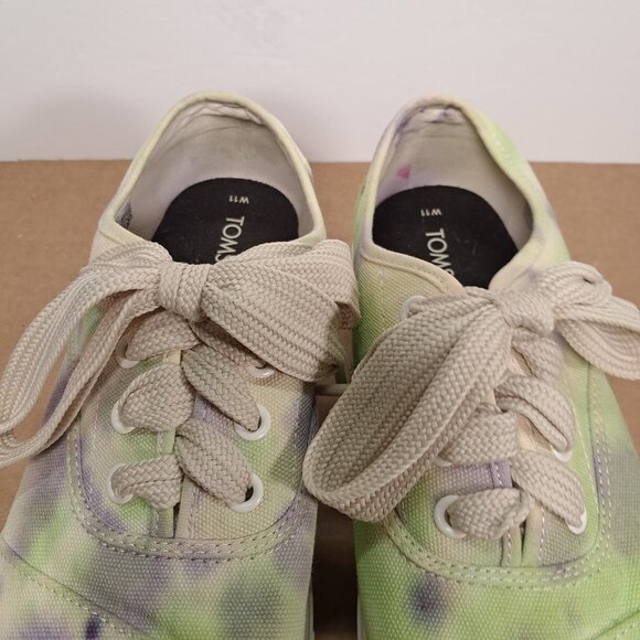 Toms Lug Shoes Women 11 Multi Color Canvas Sneakers Lace Up Platform Artsy - Picture 8 of 16